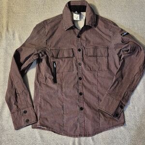 Vintage Men's LIP SERVICE Striped Button Down Shirt sz M Zippers Punk Goth Slim,